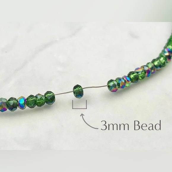 190pcs (Approx.) ( 1 Strand) Green Glass Beads - Crystal Spacer Beads - Picture 2 of 6